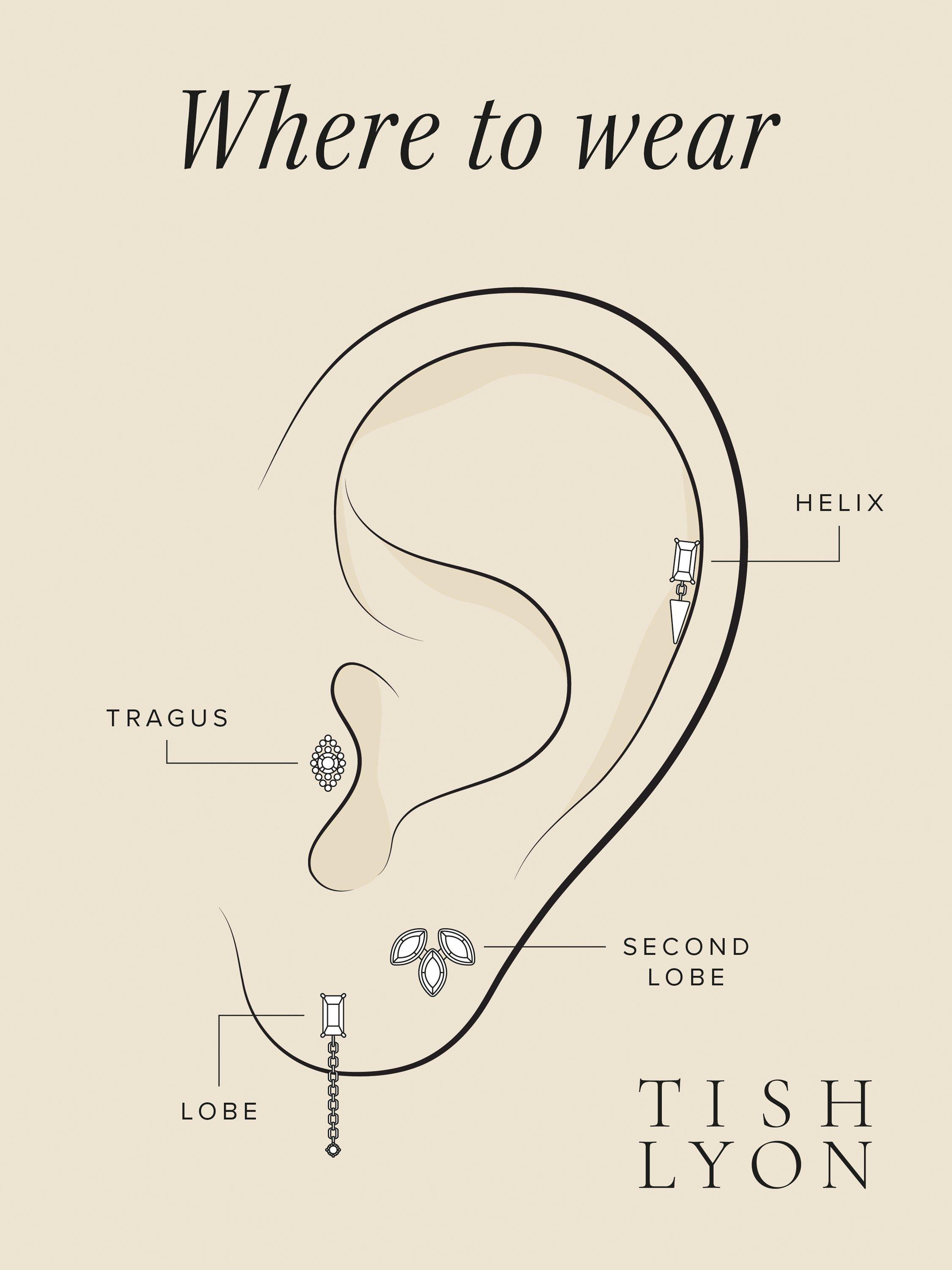 Product image 4 of 4, which shows Tish Lyon Theia 14ct Gold Jewelled Eye Flatback Stud Earring, Single, Silver