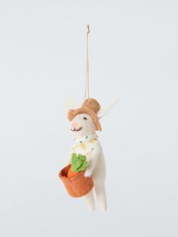John Lewis Felt Bunny with Straw Hat Decoration, 