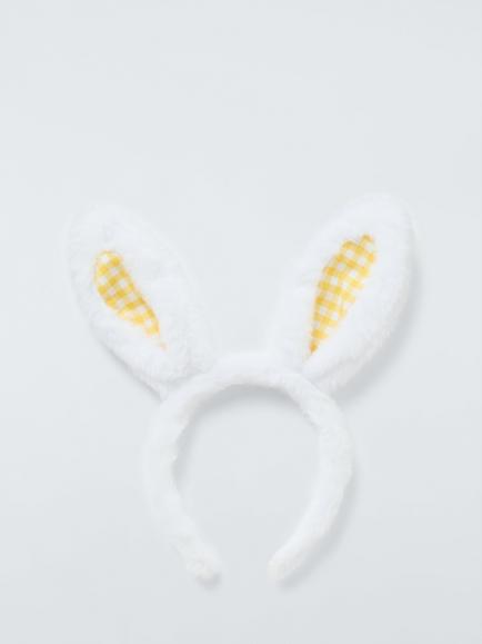 John Lewis Bunny Ears Headband, Yellow Gingham, Yellow