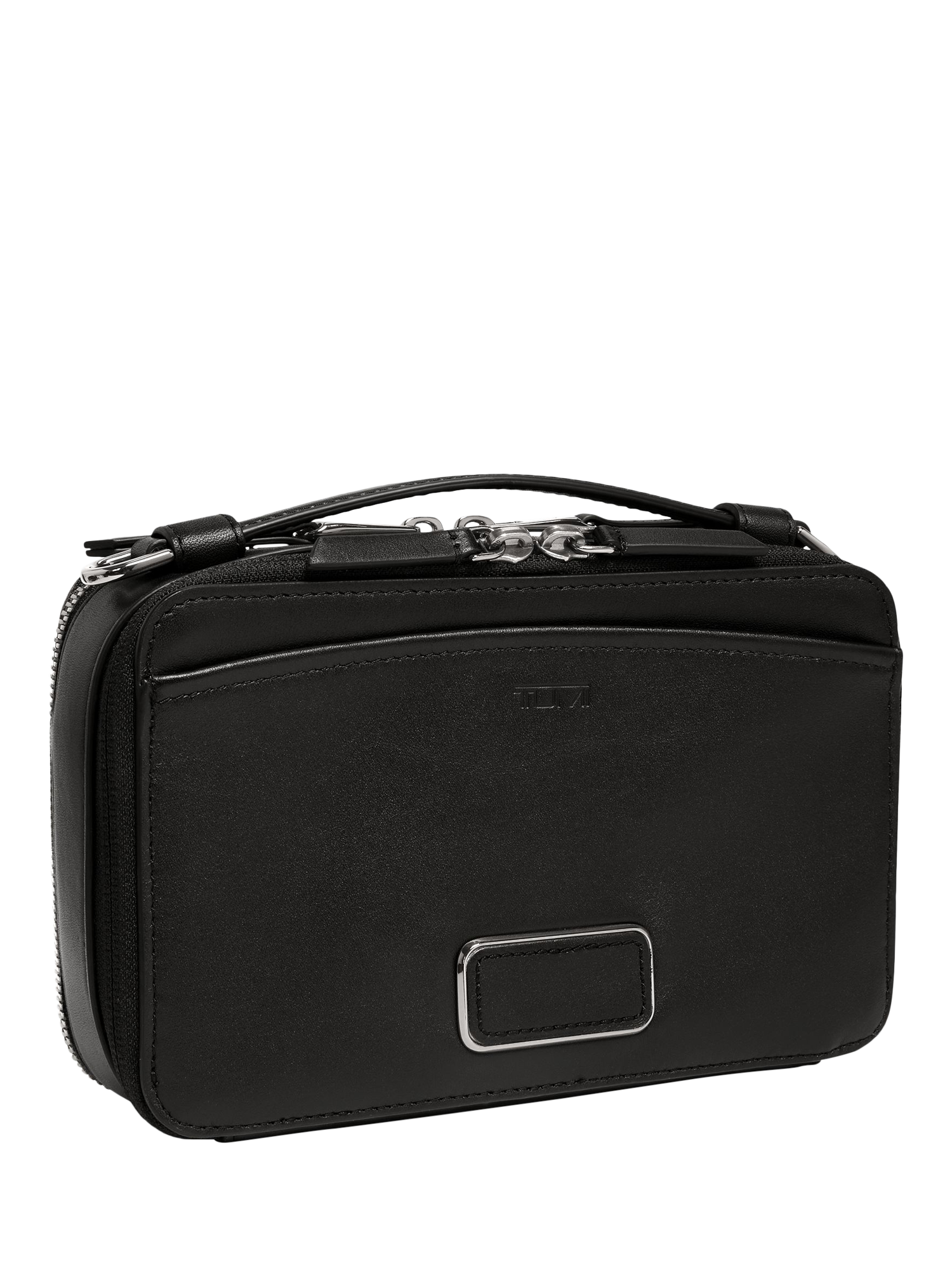 Product image 1 of 5, which shows TUMI Myla Leather Crossbody Bag, Black/Gunmetal