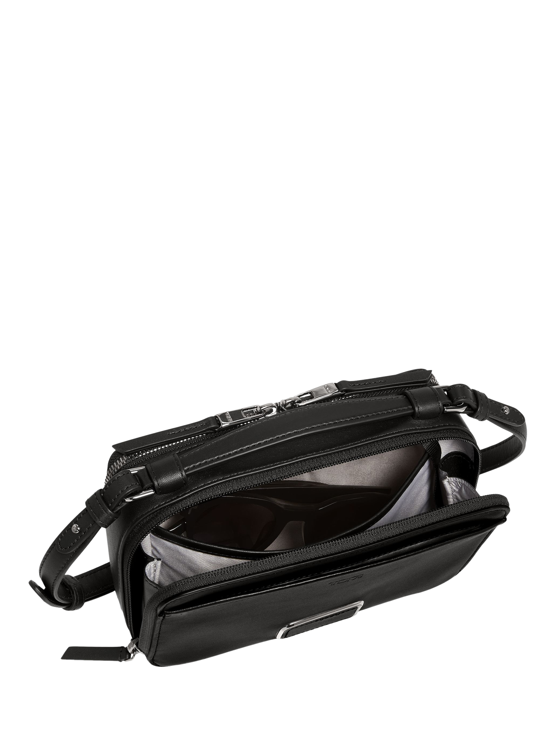 Product image 3 of 5, which shows TUMI Myla Leather Crossbody Bag, Black/Gunmetal