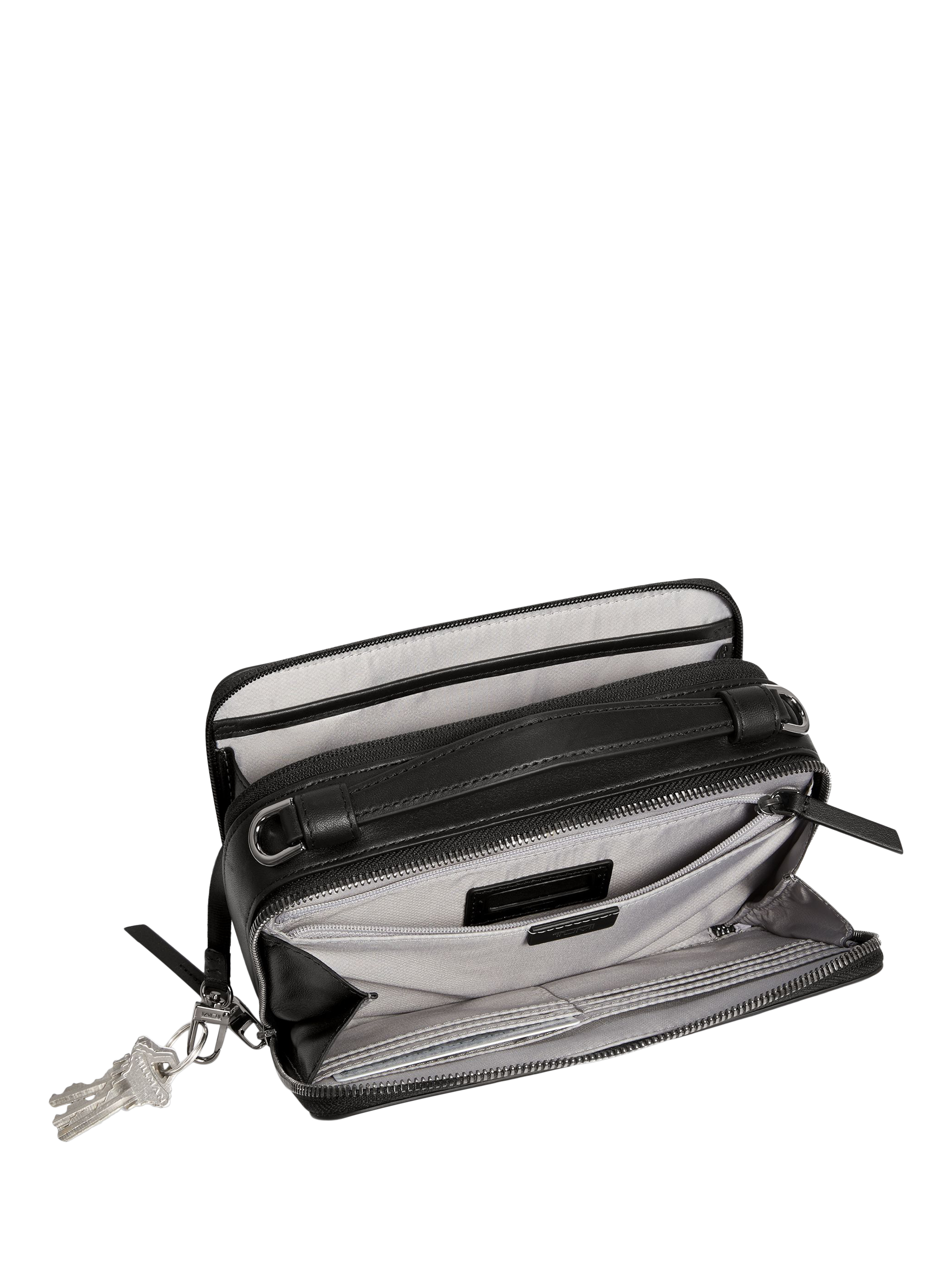 Product image 4 of 5, which shows TUMI Myla Leather Crossbody Bag, Black/Gunmetal