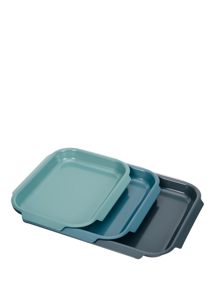 Joseph Joseph Nest Bake Carbon Steel Non-Stick Baking Tray Set, 3 Piece, Blue