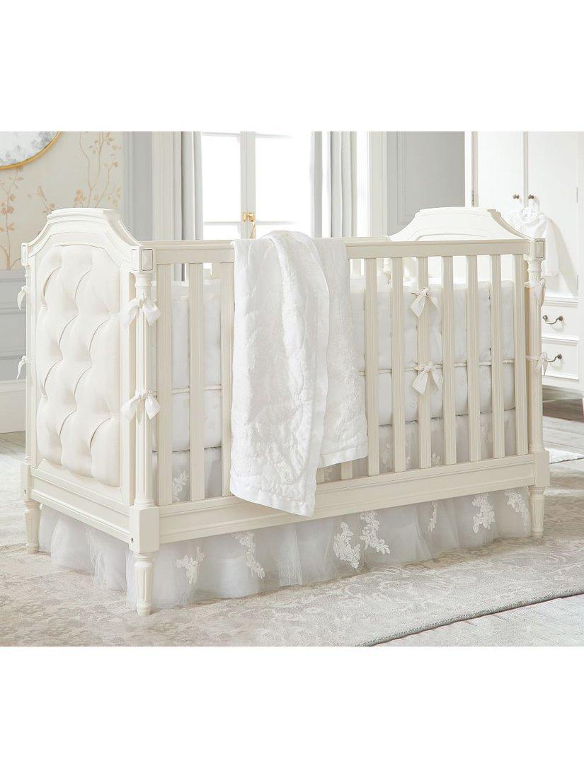 Pottery Barn Kids Blythe Upholstered Convertible Cot, French White