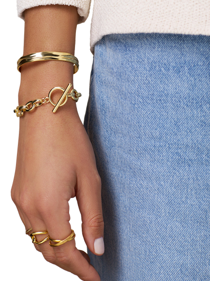 Orelia Organic Molten Bangle, Pale Gold - view 2, Pale Gold