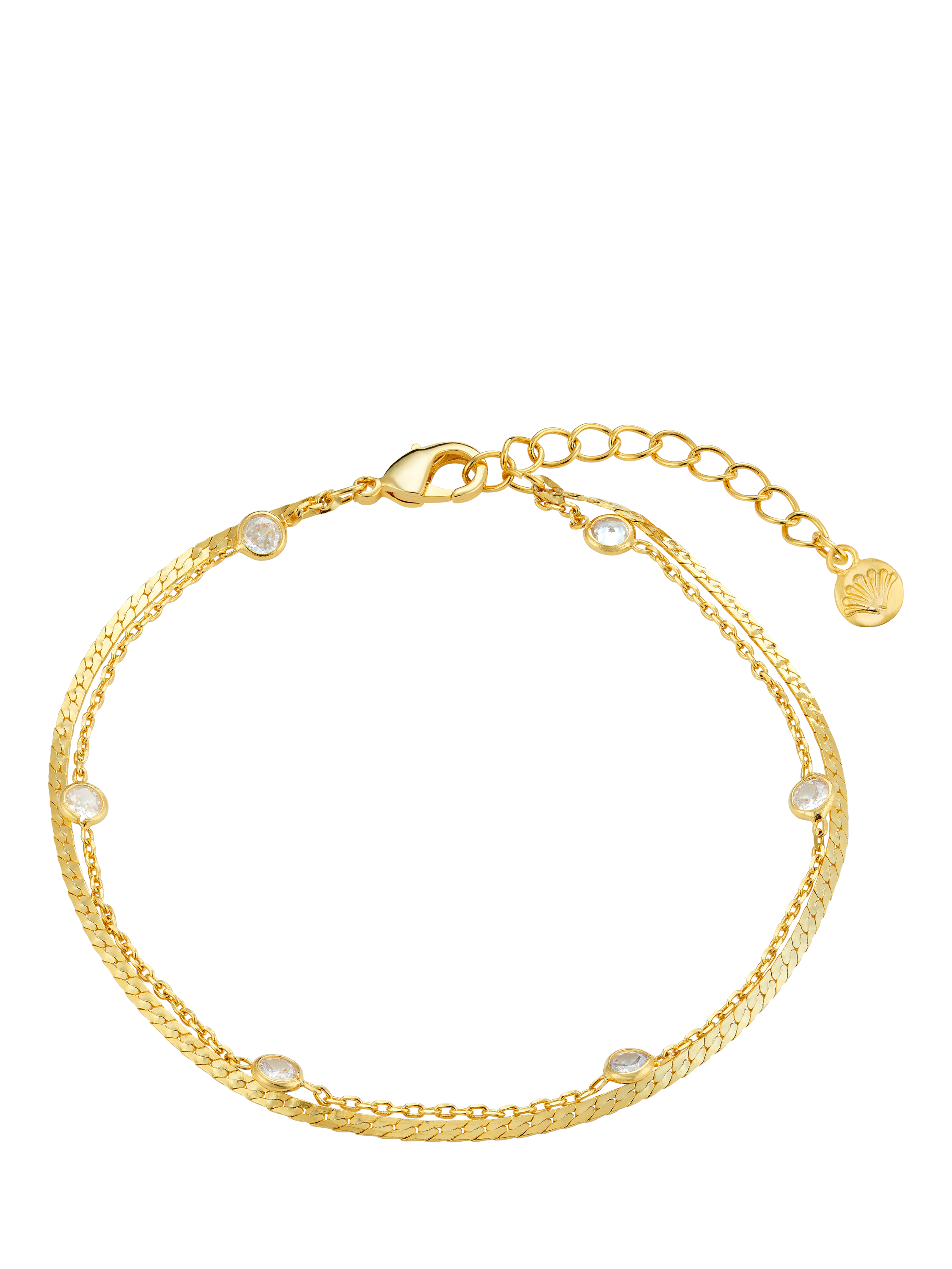 Product image 1 of 2, which shows Orelia Stationed Crystal Chain Bracelet, Pale Gold