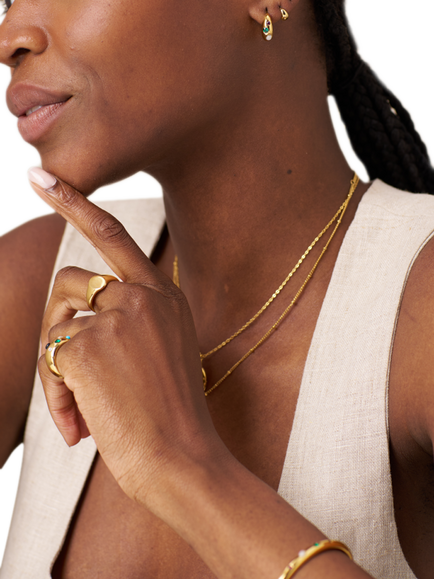Orelia LUXE Tiny Tapered Hoop Earrings, Gold - view 2, Gold