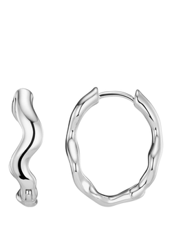 Orelia Organic Oval Hoop Earrings, Silver, Silver