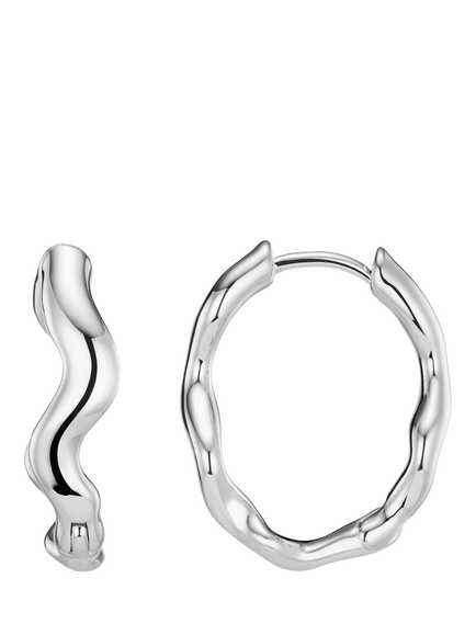 Orelia Organic Oval Hoop Earrings, Silver, Silver