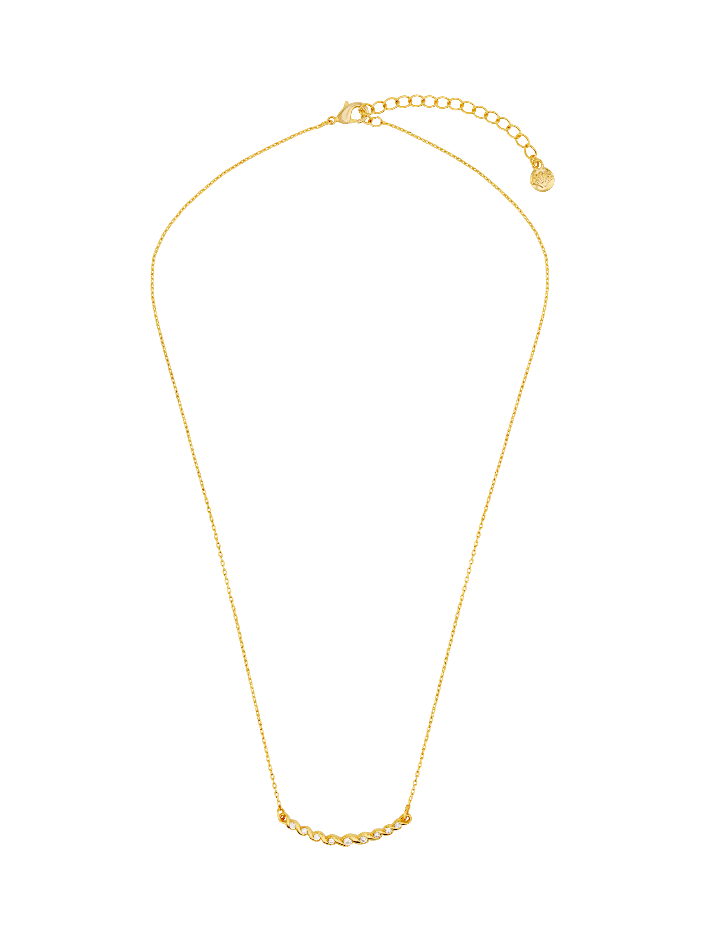Orelia Crystal Wave Curved Necklace, Gold