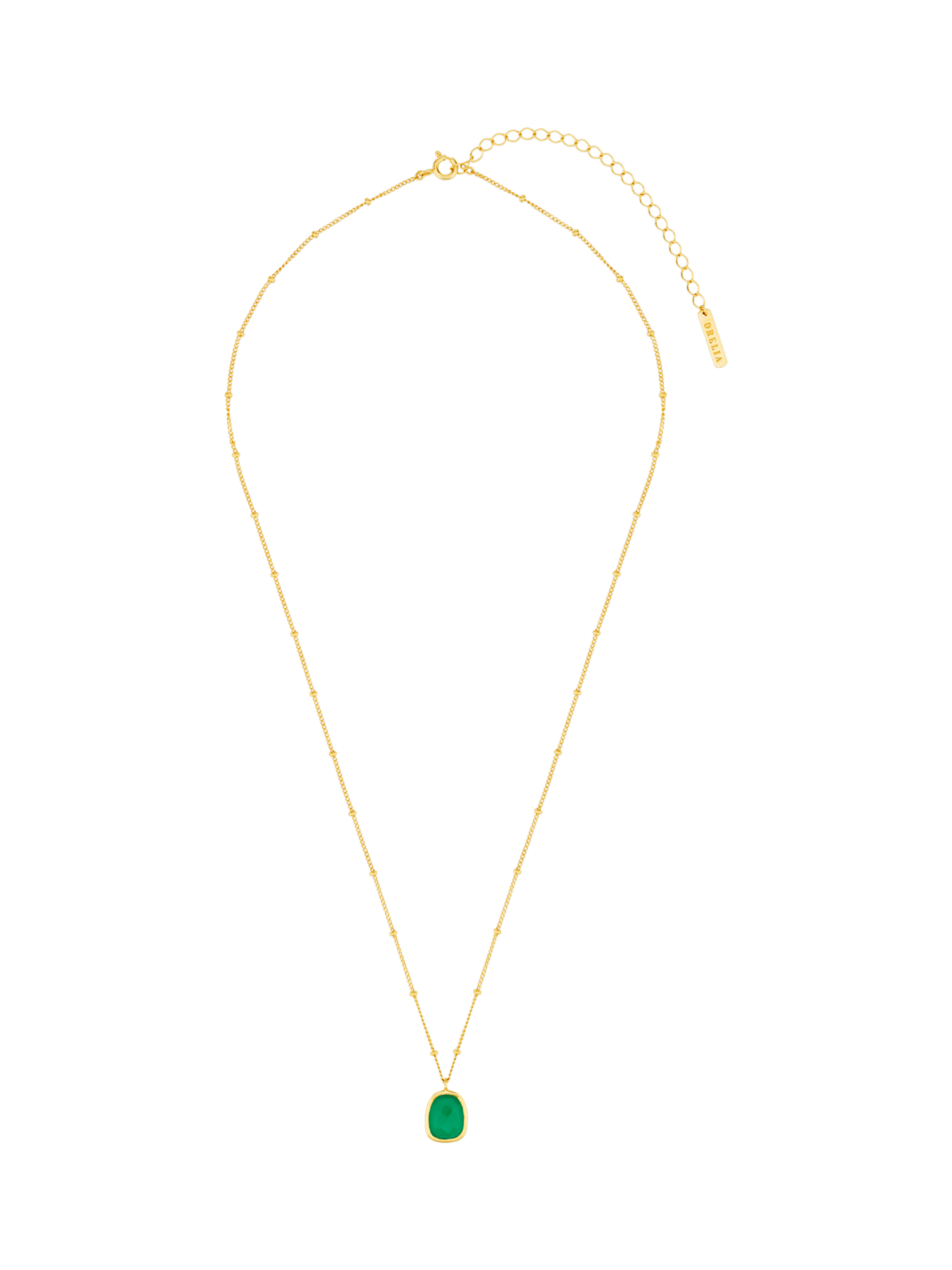Product image 1 of 3, which shows Orelia LUXE Green Onyx Drop Pendant Necklace, Gold