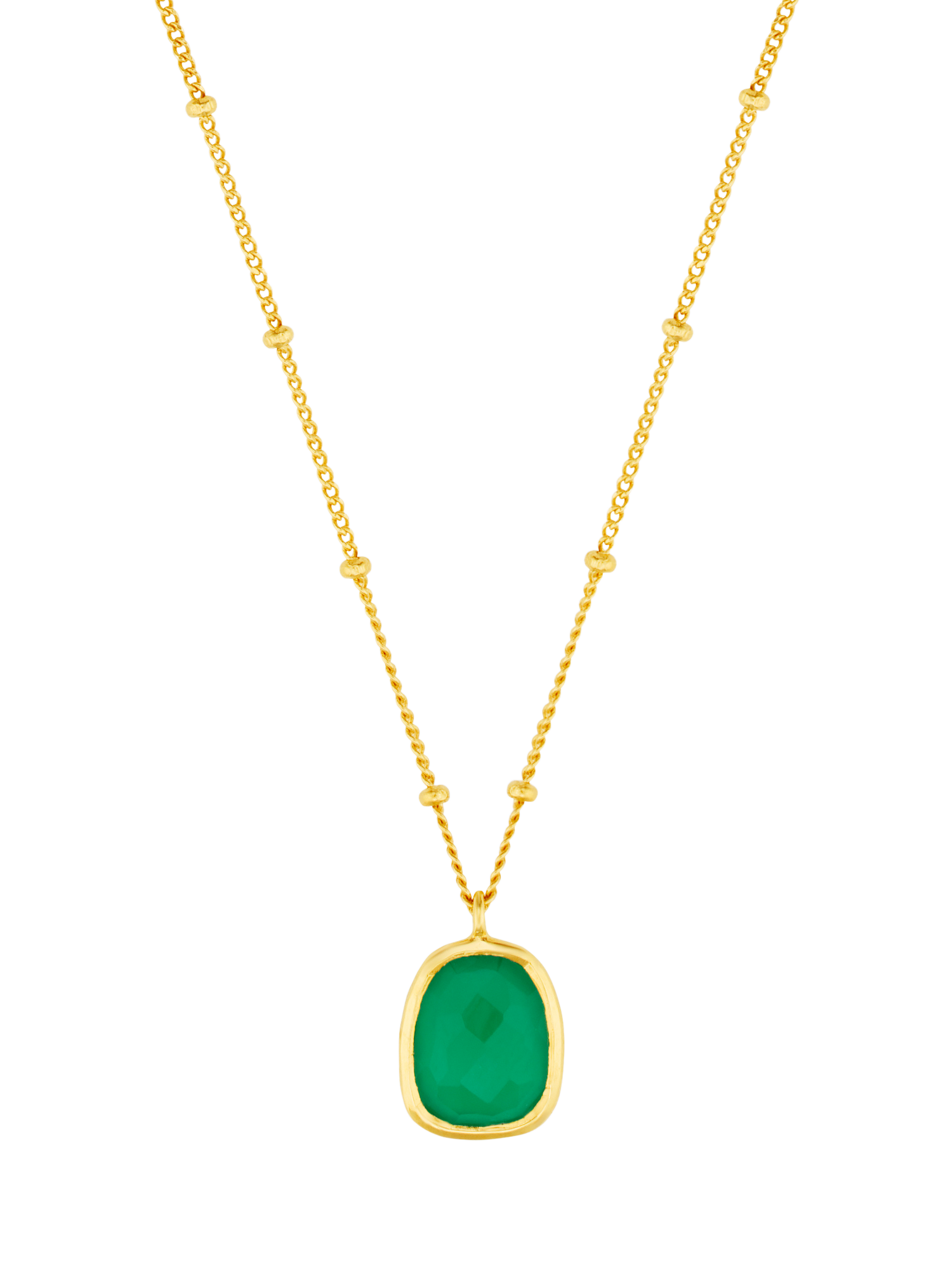 Product image 2 of 3, which shows Orelia LUXE Green Onyx Drop Pendant Necklace, Gold