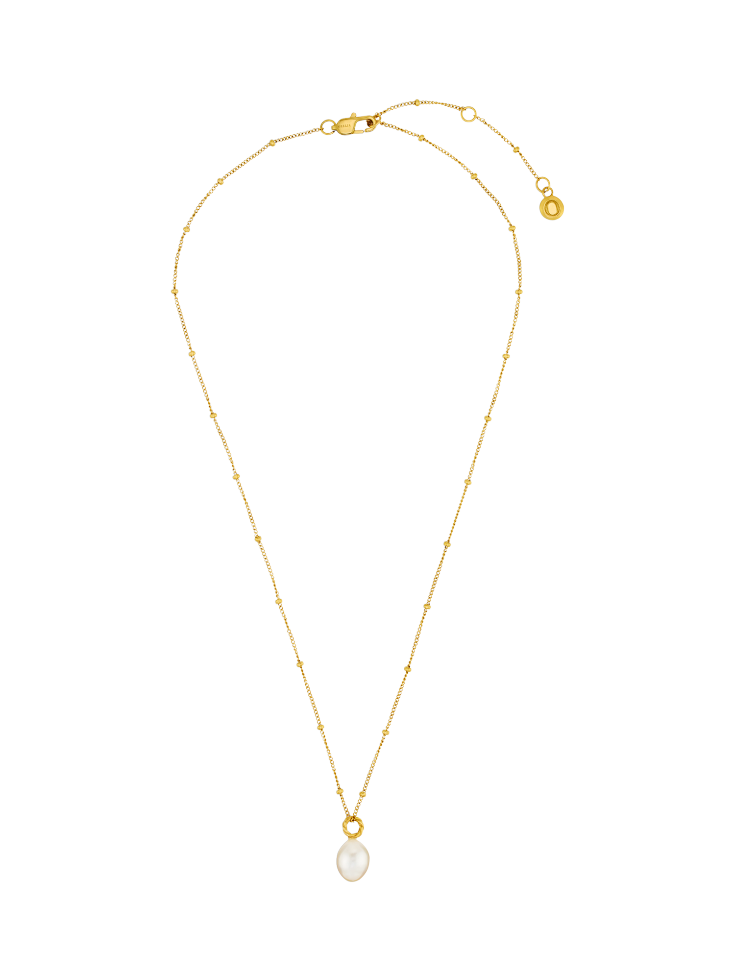 Product image 1 of 5, which shows Orelia LUXE Rope Freshwater Pearl Drop Pendant Necklace, Pale Gold