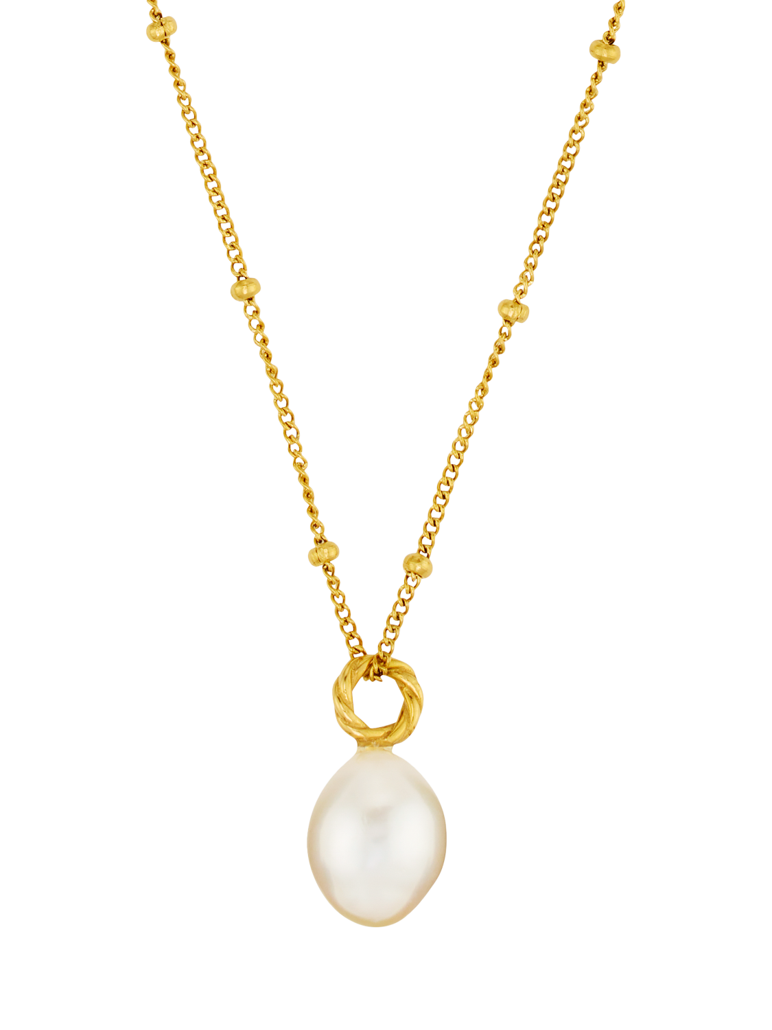 Product image 2 of 5, which shows Orelia LUXE Rope Freshwater Pearl Drop Pendant Necklace, Pale Gold