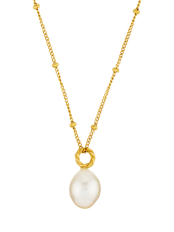 Orelia LUXE Rope Freshwater Pearl Drop Pendant Necklace, Pale Gold - view 2, Pale Gold