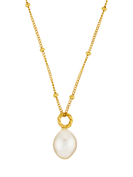 Orelia LUXE Rope Freshwater Pearl Drop Pendant Necklace, Pale Gold - view 2, Pale Gold
