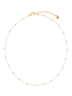 Orelia Faux Pearl Station Chain Necklace, Pale Gold, Pale Gold