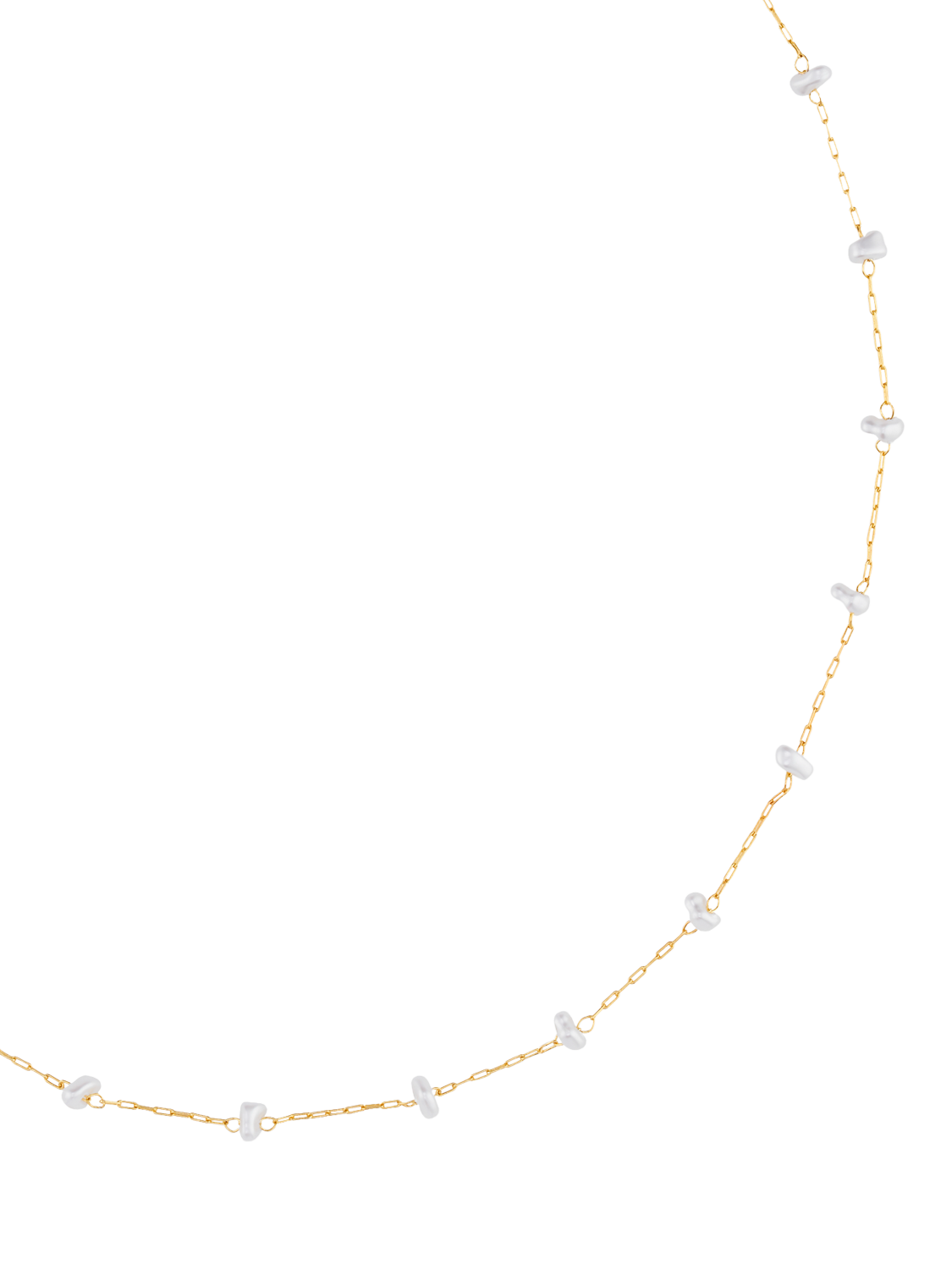 Product image 2 of 4, which shows Orelia Faux Pearl Station Chain Necklace, Pale Gold
