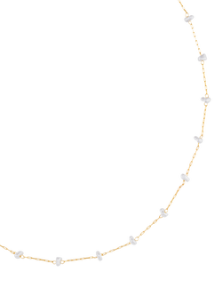 Orelia Faux Pearl Station Chain Necklace, Pale Gold - view 2, Pale Gold