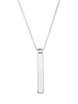Orelia Men's Solid Bar Pendant Necklace - view 2, Silver