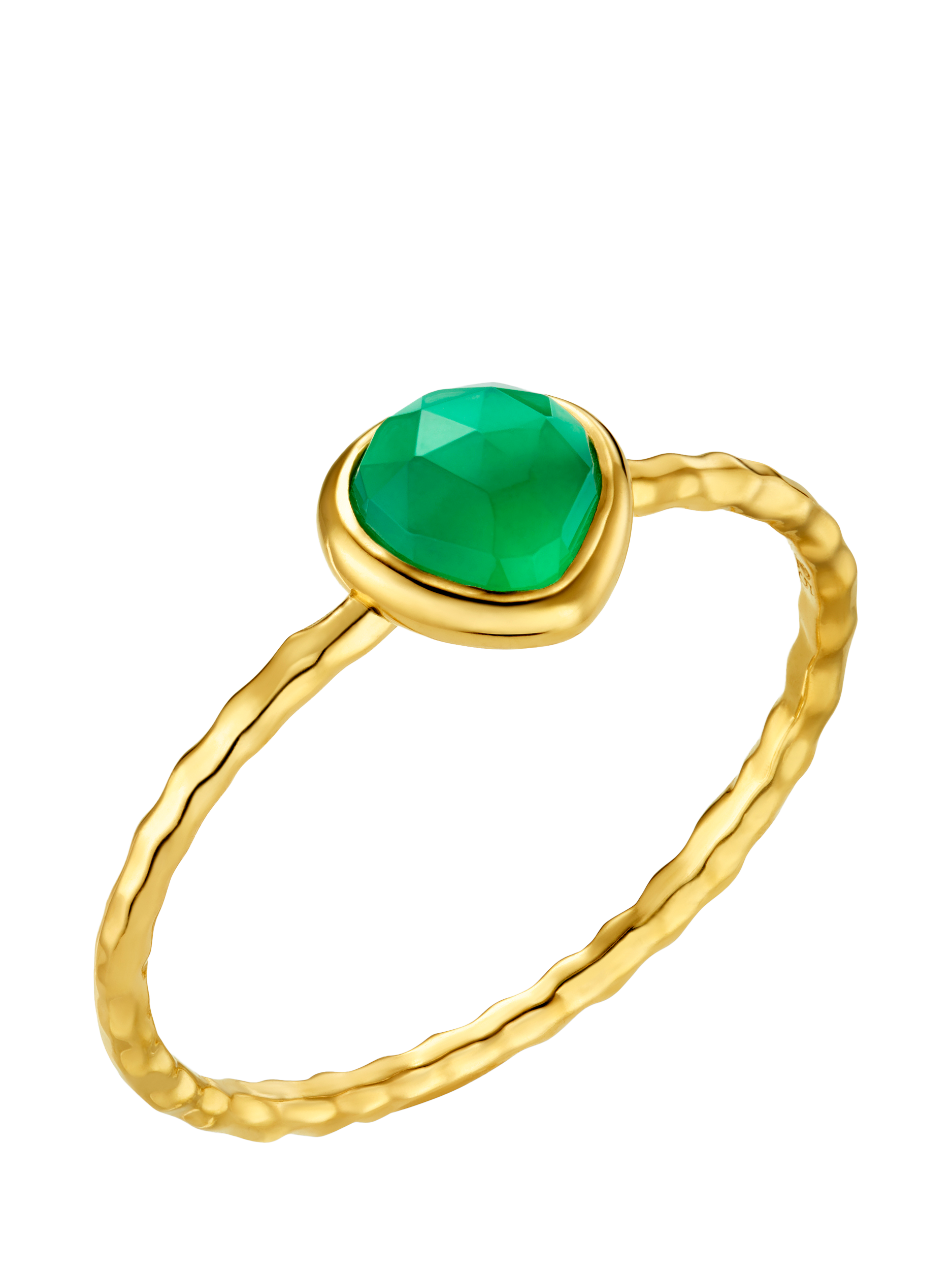 Product image 1 of 2, which shows Orelia LUXE Green Onyx Teardrop Hammered Cocktail Ring, Gold/Green, Medium/Large