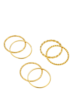 Orelia Multi Stack Ring Set, Pack of 6, Pale Gold, Pale Gold