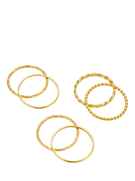 Orelia Multi Stack Ring Set, Pack of 6, Pale Gold, Pale Gold