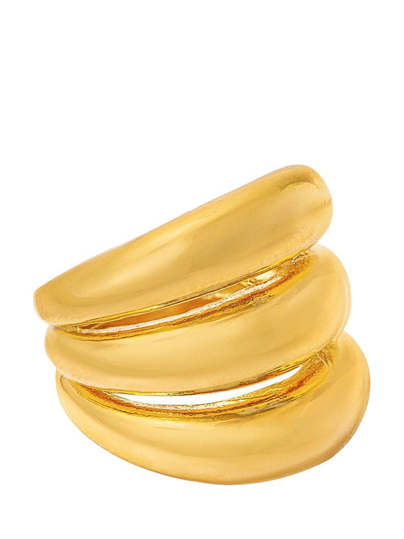 Orelia Polished Triple Domed Ring, Pale Gold