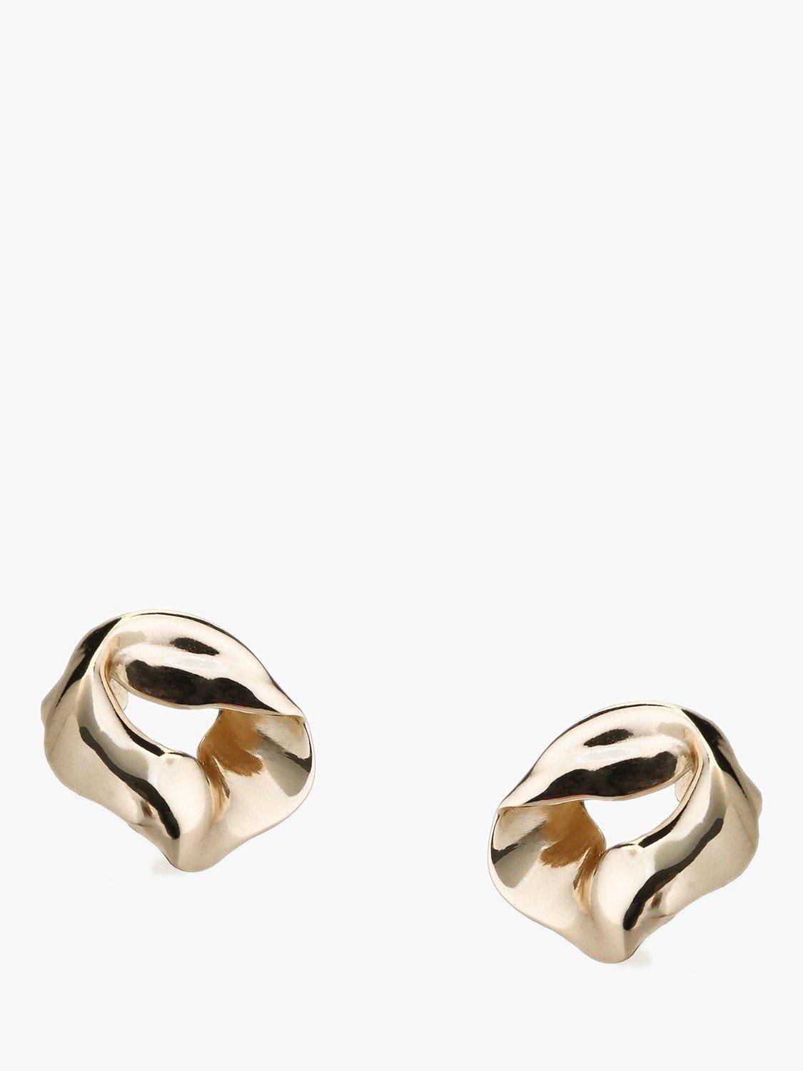 Product image 1 of 5, which shows Tutti & Co Soho 20th Anniversary Scrunched Stud Earrings, Gold