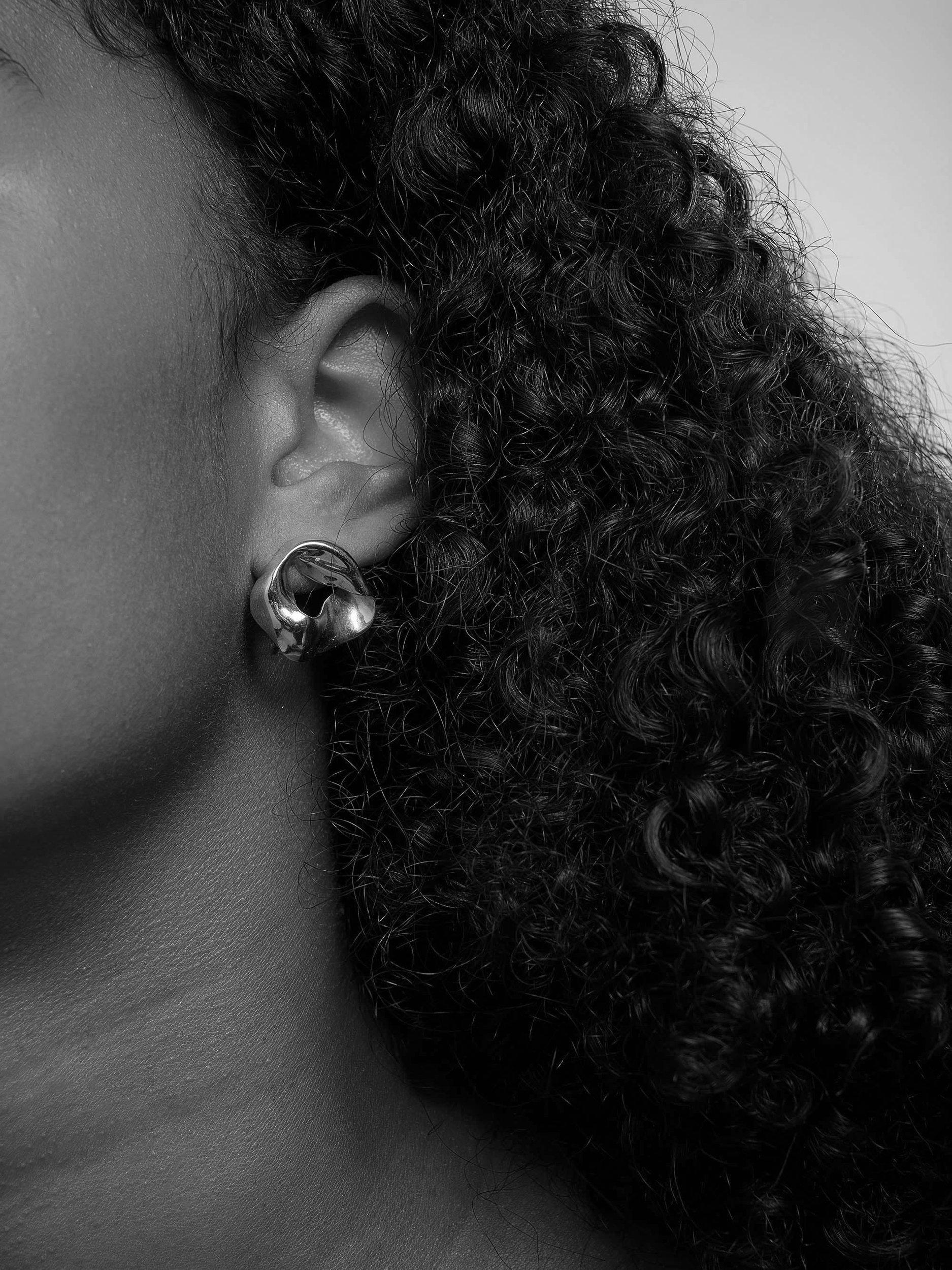 Product image 2 of 5, which shows Tutti & Co Soho 20th Anniversary Scrunched Stud Earrings, Gold