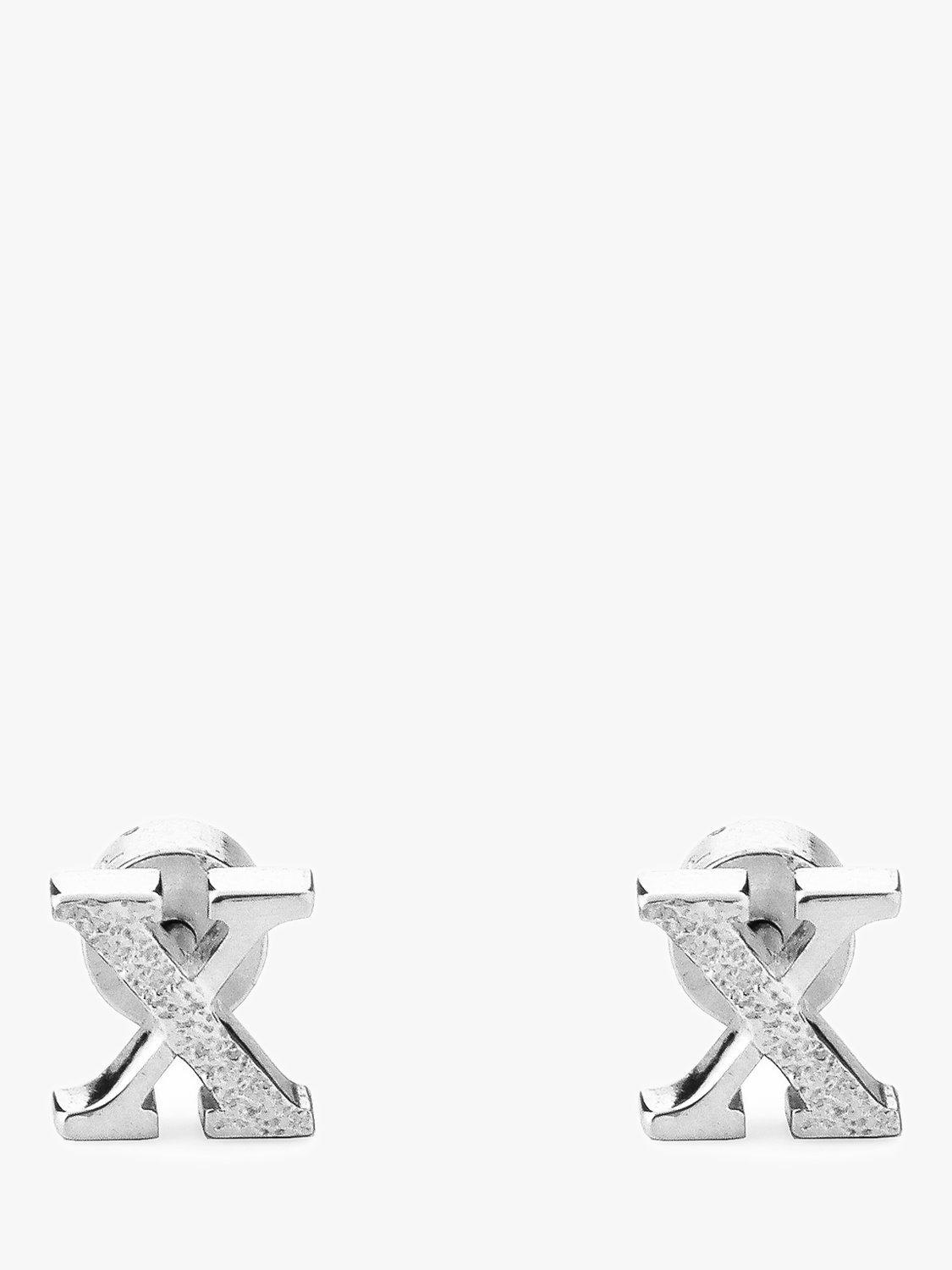 Tutti & Co Kingston 20th Anniversary Crossover Stud Earrings, Silver