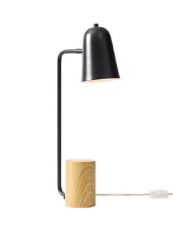 west elm Liam Wood Base Table Lamp, Black, Black Black