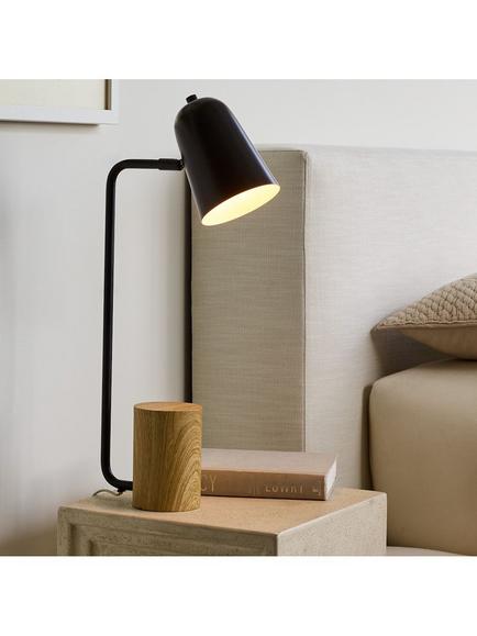 west elm Liam Wood Base Table Lamp, Black - view 2, Black Black