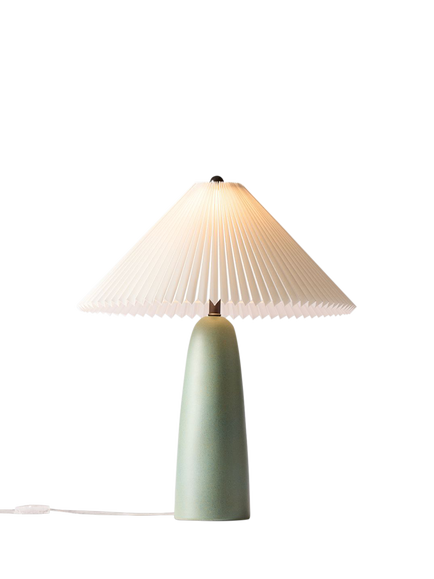 west elm Louis Pleated Shade Table Lamp, Mid Green, Green Mid