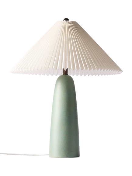 west elm Louis Pleated Shade Table Lamp, Mid Green - view 2, Green Mid