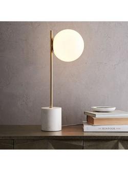 west elm Sphere + Stem Table Lamp, White, White White