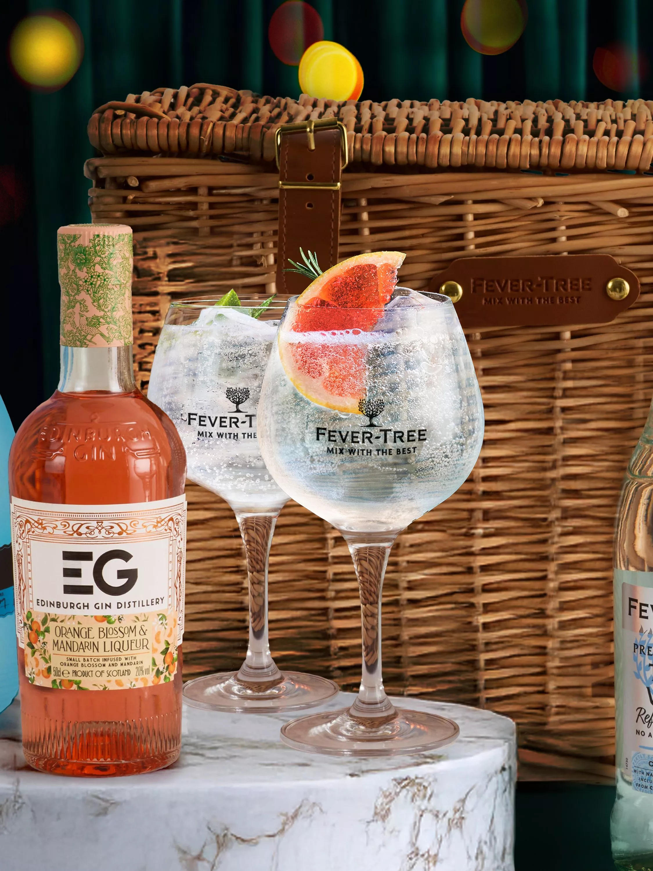 gin glass next to bottle