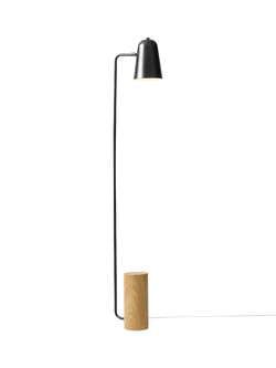 west elm Liam Wood Base Floor Lamp, Black, Black Black