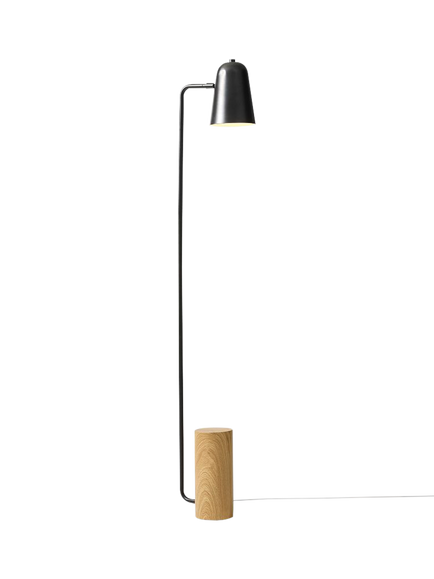 west elm Liam Wood Base Floor Lamp, Black, Black Black