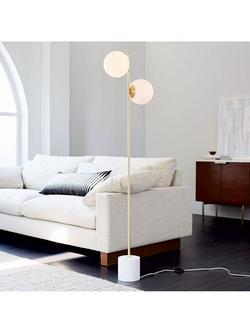 west elm Sphere + Stem Floor Lamp, White, White White