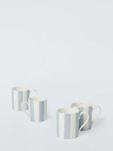 John Lewis Striped Fine China Mug, Set of 4, 340ml, Celeste