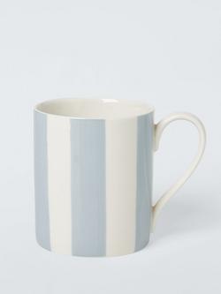 John Lewis Striped Fine China Mug, Set of 4, 340ml, Celeste - view 2, Blue