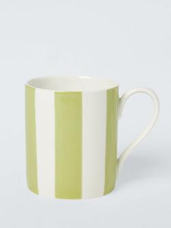 John Lewis Striped Fine China Mug, Set of 4, 340ml, Pistachio - view 2, Green