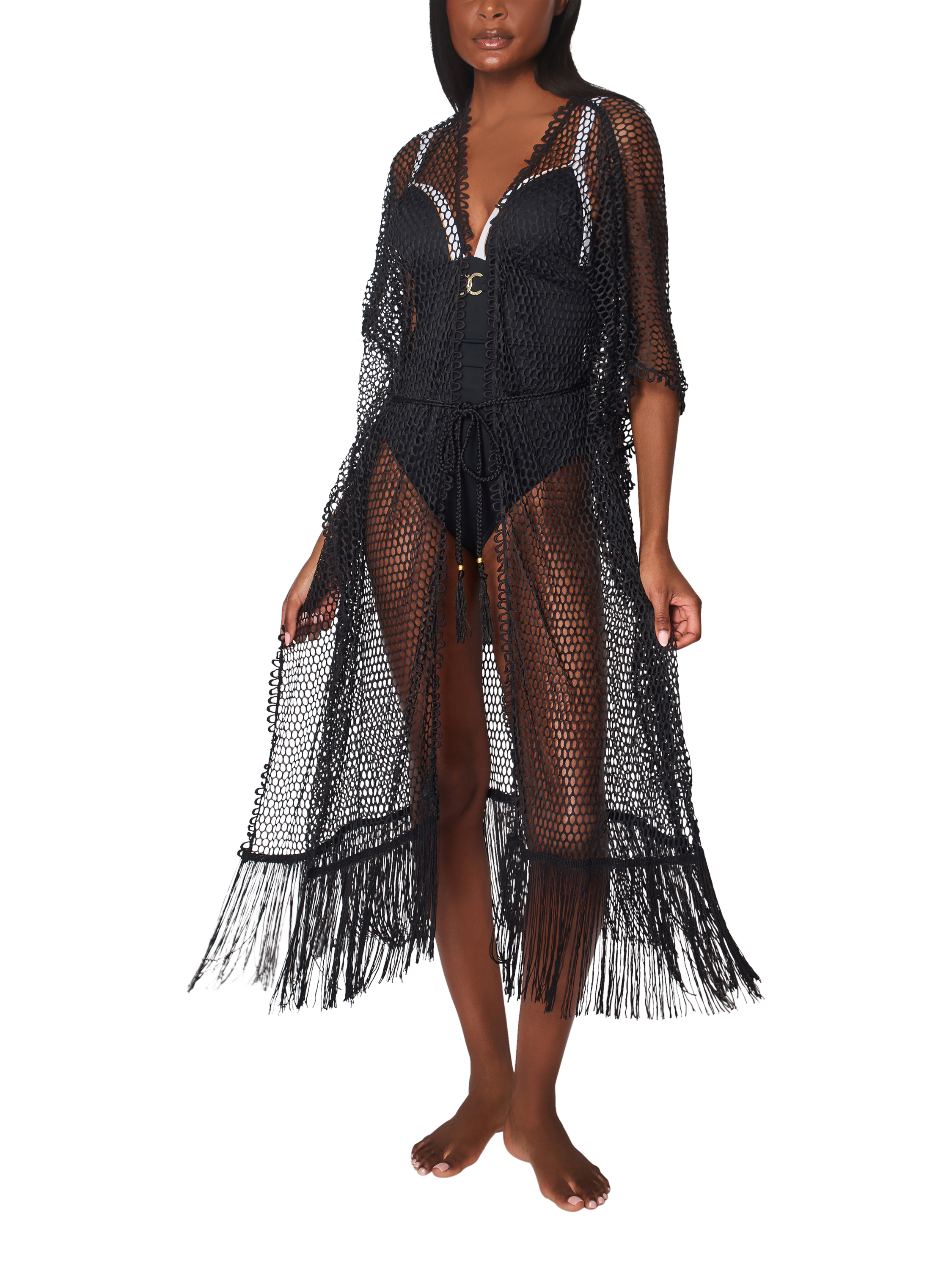 Product image 6 of 7, which shows NAIA Beach Rosa Kaftan, Black