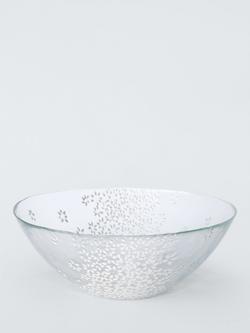 John Lewis White Floral Glass Serving Bowl, 26cm, Clear, Clear