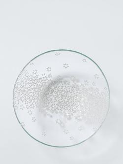 John Lewis White Floral Glass Serving Bowl, 26cm, Clear - view 2, Clear