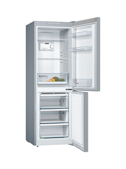 Bosch Series 2 Freestanding 60/40 Fridge Freezer, KGN33NLEBG, KGN33NWEBG - view 2, Stainless Steel