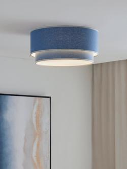 John Lewis Vicente Fabric Semi Flush Ceiling Light - view 2, Heritage Blue
