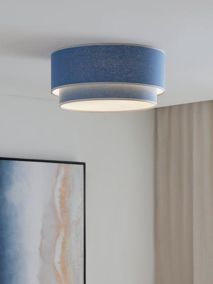 John Lewis Vicente Fabric Semi Flush Ceiling Light - view 2, Heritage Blue