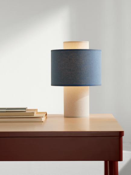John Lewis Vicente Layered Fabric Mini Table Lamp - view 2, Heritage Blue